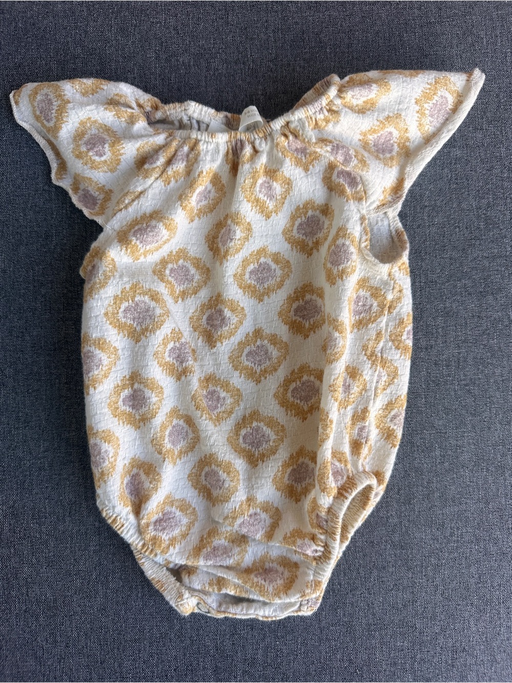 Zara Cream Romper with Mustard and Light Tan Pattern